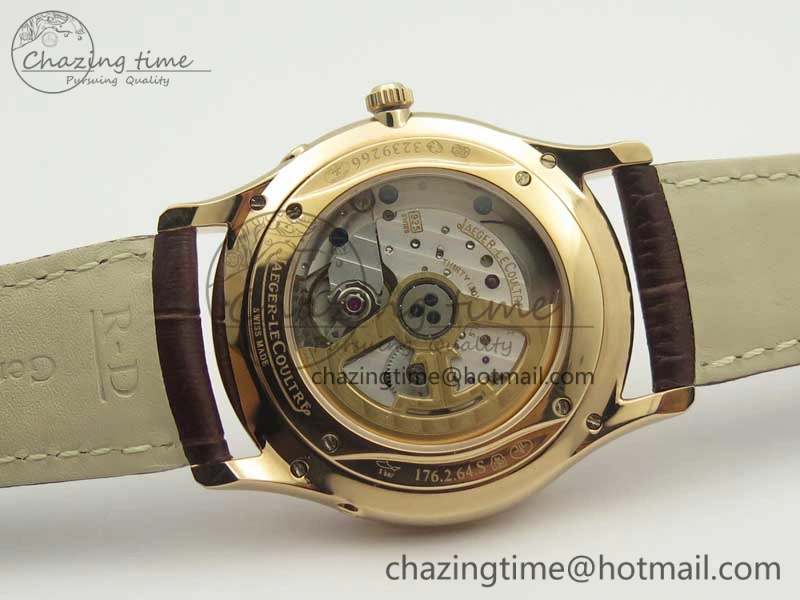 Master Ultra Thin Moon 1362520 RG ZF 1:1 Best Edition White Dial on Brown Leather Strap A925