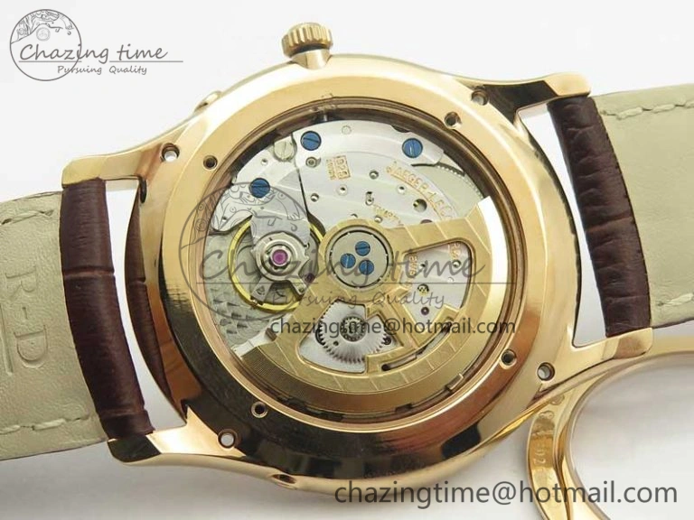 Master Ultra Thin Moon 1362520 RG ZF 1:1 Best Edition White Dial on Brown Leather Strap A925