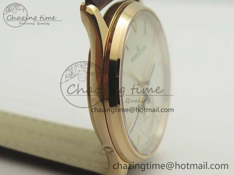 Master Ultra Thin Moon 1362520 RG ZF 1:1 Best Edition White Dial on Brown Leather Strap A925