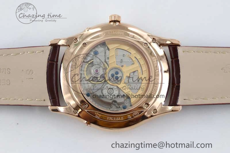 Master Ultra Thin Moon 136255J RG Q8F 1:1 Best Edition Gray Dial on Browm Leather Strap A925