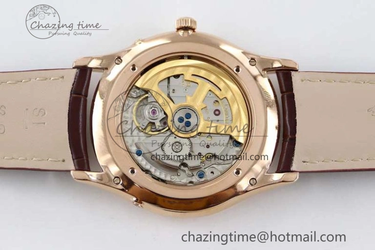 Master Ultra Thin Moon 136255J RG Q8F 1:1 Best Edition Gray Dial on Browm Leather Strap A925