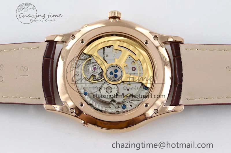 Master Ultra Thin Moon 136255J RG Q8F 1:1 Best Edition Gray Dial on Browm Leather Strap A925