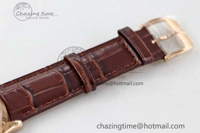 Master Ultra Thin Moon 136255J RG Q8F 1:1 Best Edition Gray Dial on Browm Leather Strap A925