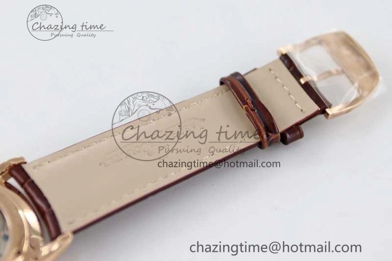 Master Ultra Thin Moon 136255J RG Q8F 1:1 Best Edition Gray Dial on Browm Leather Strap A925
