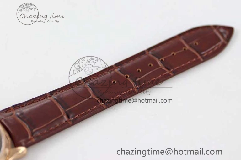 Master Ultra Thin Moon 136255J RG Q8F 1:1 Best Edition Gray Dial on Browm Leather Strap A925