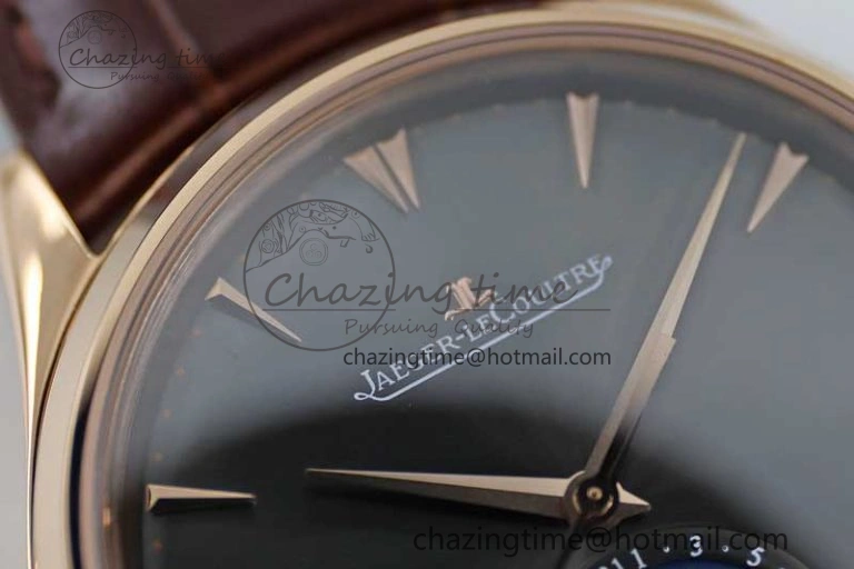 Master Ultra Thin Moon 136255J RG Q8F 1:1 Best Edition Gray Dial on Browm Leather Strap A925