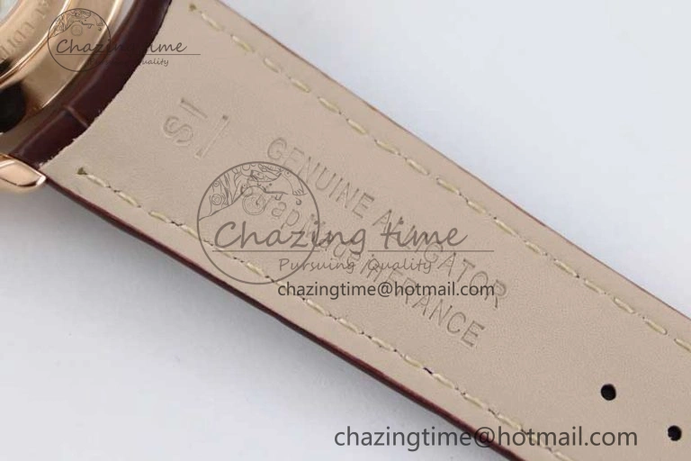 Master Ultra Thin Moon 136255J RG Q8F 1:1 Best Edition Gray Dial on Browm Leather Strap A925