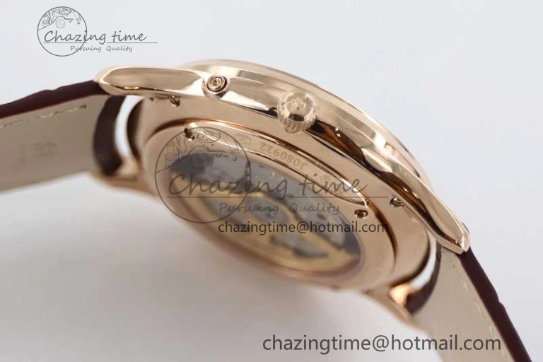 Master Ultra Thin Moon 136255J RG Q8F 1:1 Best Edition Gray Dial on Browm Leather Strap A925