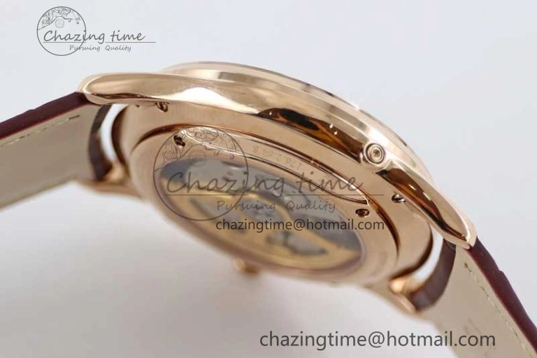 Master Ultra Thin Moon 136255J RG Q8F 1:1 Best Edition Gray Dial on Browm Leather Strap A925