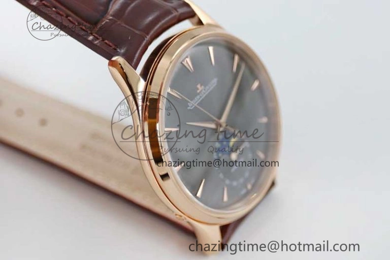 Master Ultra Thin Moon 136255J RG Q8F 1:1 Best Edition Gray Dial on Browm Leather Strap A925