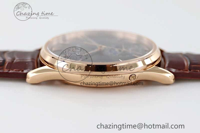 Master Ultra Thin Moon 136255J RG Q8F 1:1 Best Edition Gray Dial on Browm Leather Strap A925