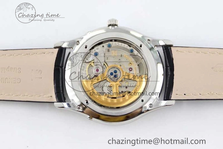 Master Ultra Thin Moon 1363540 SS Q8F 1:1 Best Edition Gray Dial on Black Leather Strap A925