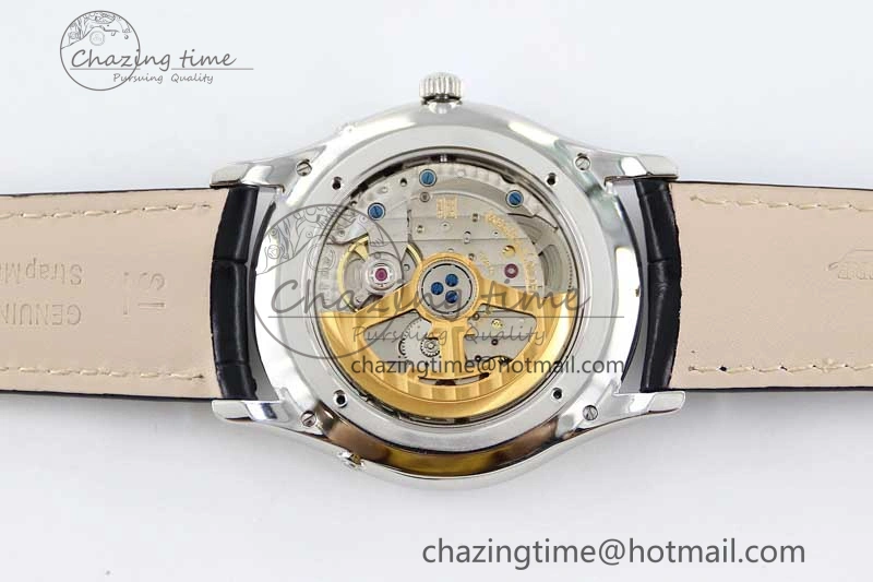 Master Ultra Thin Moon 1363540 SS Q8F 1:1 Best Edition Gray Dial on Black Leather Strap A925