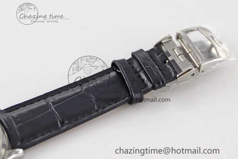 Master Ultra Thin Moon 1363540 SS Q8F 1:1 Best Edition Gray Dial on Black Leather Strap A925