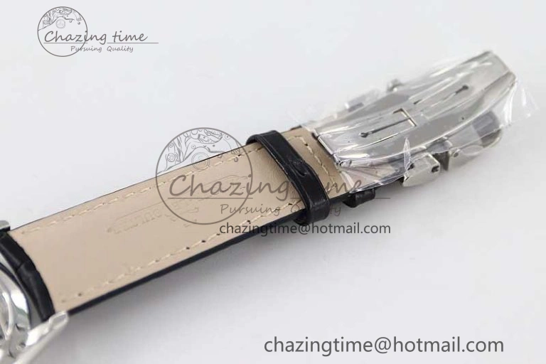 Master Ultra Thin Moon 1363540 SS Q8F 1:1 Best Edition Gray Dial on Black Leather Strap A925