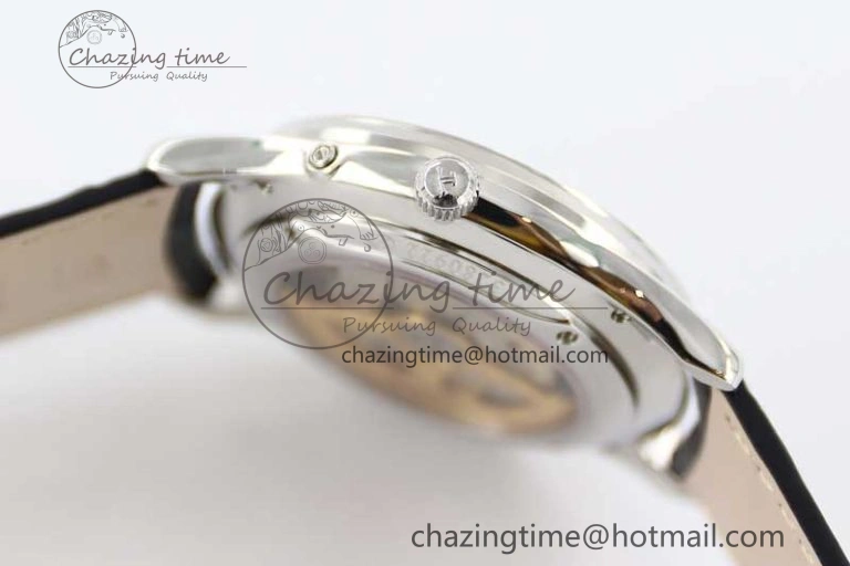 Master Ultra Thin Moon 1363540 SS Q8F 1:1 Best Edition Gray Dial on Black Leather Strap A925
