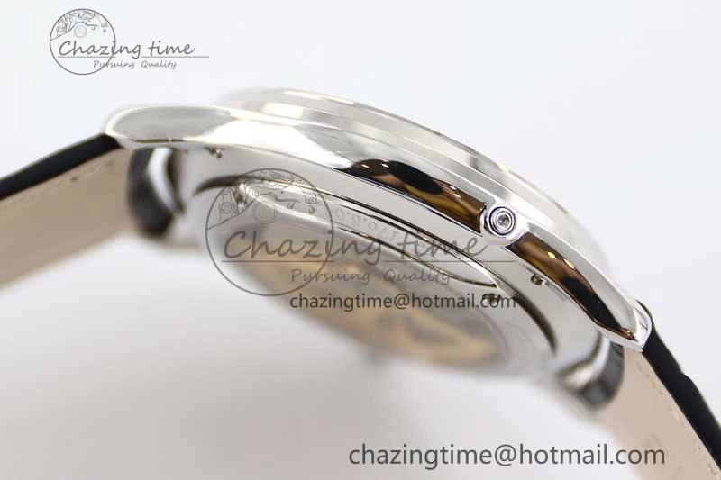Master Ultra Thin Moon 1363540 SS Q8F 1:1 Best Edition Gray Dial on Black Leather Strap A925