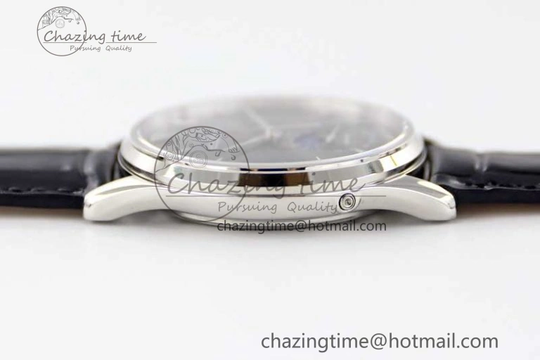 Master Ultra Thin Moon 1363540 SS Q8F 1:1 Best Edition Gray Dial on Black Leather Strap A925