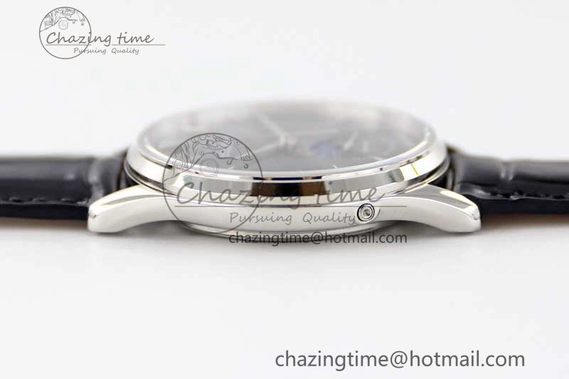 Master Ultra Thin Moon 1363540 SS Q8F 1:1 Best Edition Gray Dial on Black Leather Strap A925