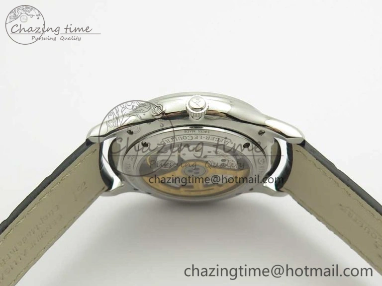 Master Ultra Thin Moon 1368420 SS GF 1:1 Best Edition White Dial on Black Leather Strap A925