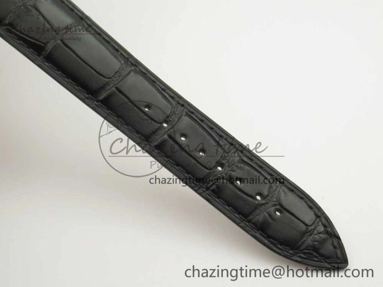 Master Ultra Thin Moon 1368420 SS GF 1:1 Best Edition White Dial on Black Leather Strap A925