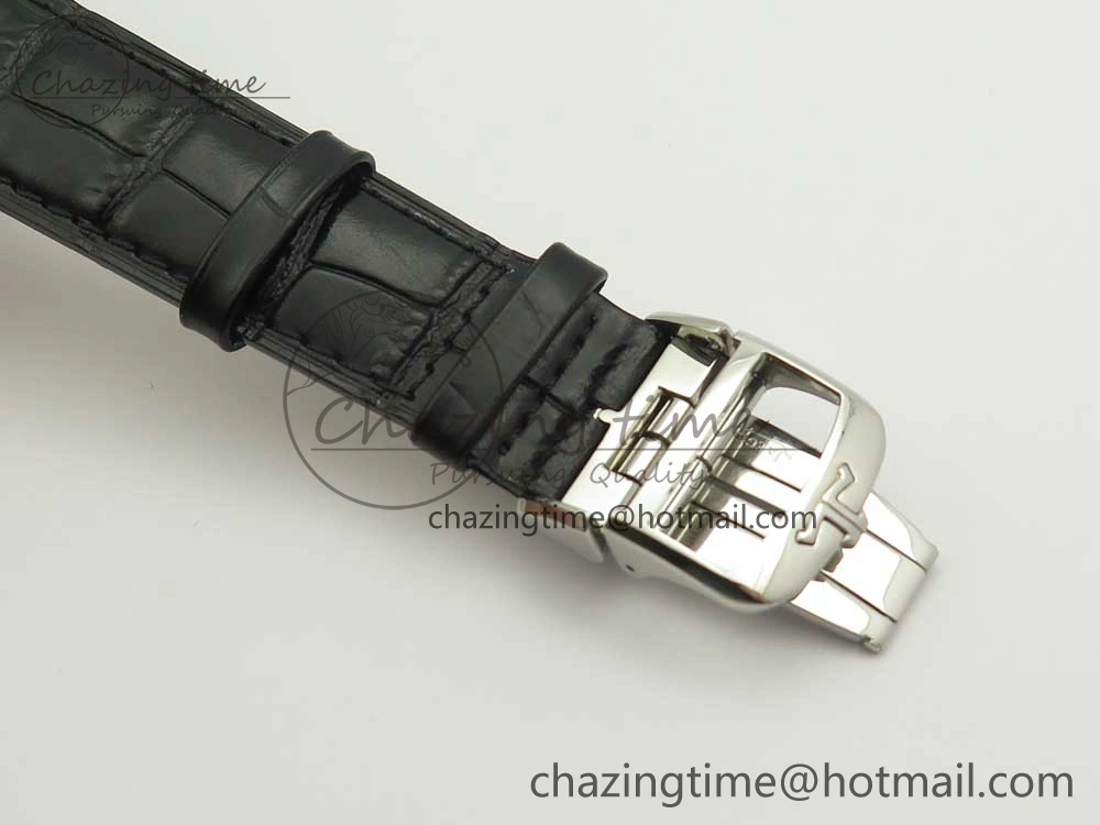 Master Ultra Thin Moon 1368420 SS GF 1:1 Best Edition White Dial on Black Leather Strap A925