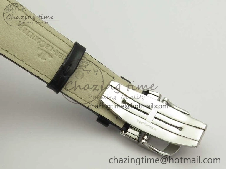 Master Ultra Thin Moon 1368420 SS GF 1:1 Best Edition White Dial on Black Leather Strap A925