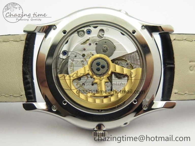 Master Ultra Thin Moon 1368420 SS GF 1:1 Best Edition White Dial on Black Leather Strap A925