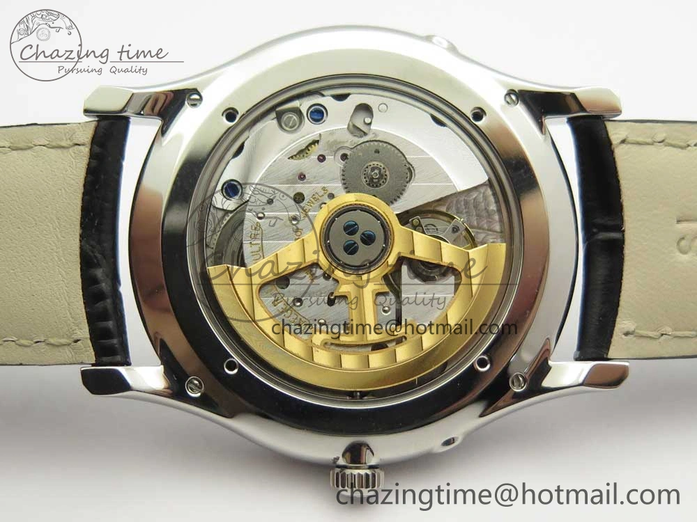 Master Ultra Thin Moon 1368420 SS GF 1:1 Best Edition White Dial on Black Leather Strap A925