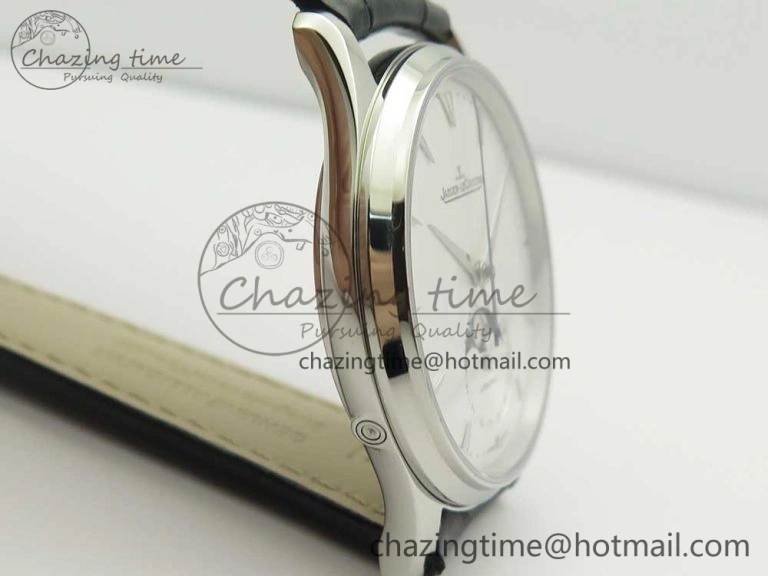 Master Ultra Thin Moon 1368420 SS GF 1:1 Best Edition White Dial on Black Leather Strap A925