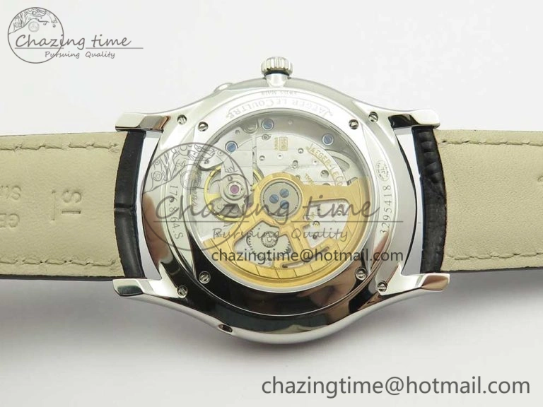 Master Ultra Thin Moon 1368420 SS GF 1:1 Best Edition White Dial on Black Leather Strap A925
