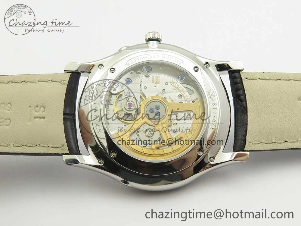 Master Ultra Thin Moon 1368420 SS GF 1:1 Best Edition White Dial on Black Leather Strap A925