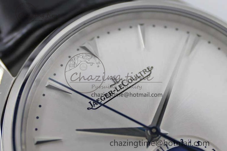Master Ultra Thin Moon 1368420 SS Q8F 1:1 Best Edition White Dial on Black Leather Strap A925