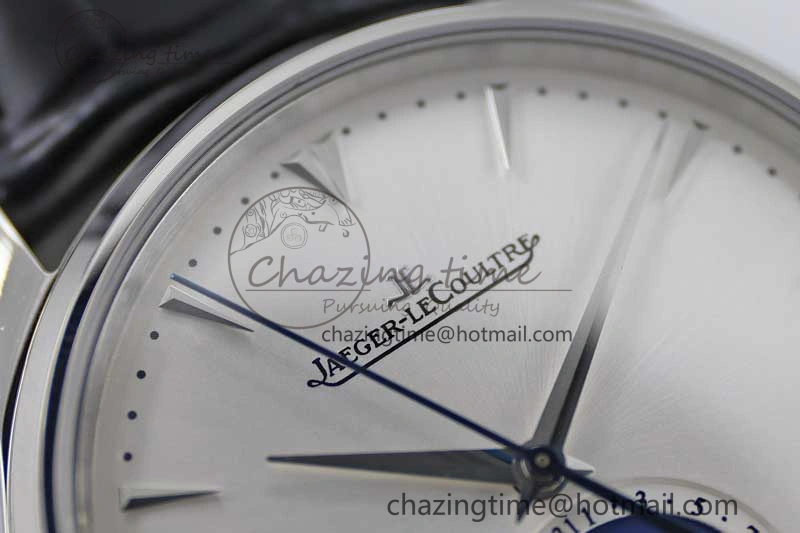 Master Ultra Thin Moon 1368420 SS Q8F 1:1 Best Edition White Dial on Black Leather Strap A925