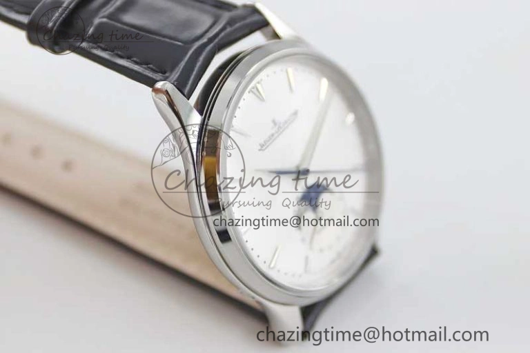 Master Ultra Thin Moon 1368420 SS Q8F 1:1 Best Edition White Dial on Black Leather Strap A925