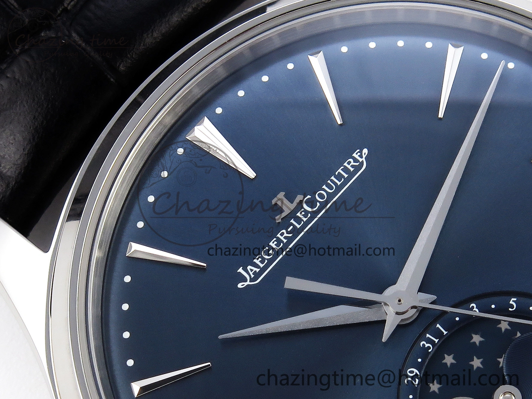Master Ultra Thin Moon 1368420 SS ZF 1:1 Best Edition Blue Dial on Black Leather Strap SA925 Super Clone V2