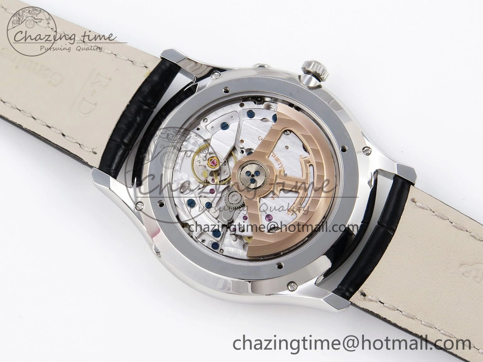 Master Ultra Thin Moon 1368420 SS ZF 1:1 Best Edition Blue Dial on Black Leather Strap SA925 Super Clone V2