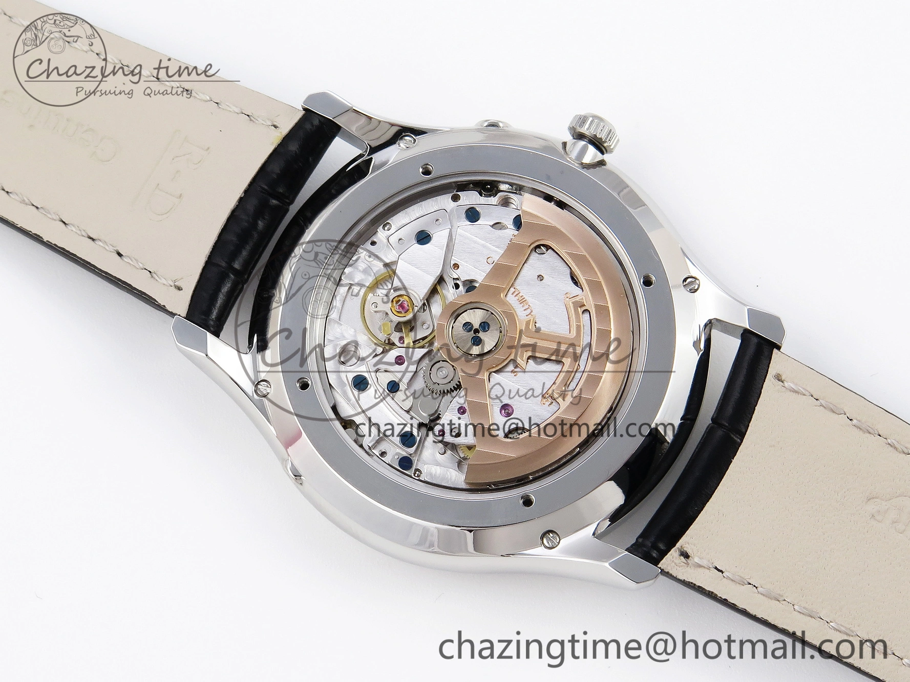 Master Ultra Thin Moon 1368420 SS ZF 1:1 Best Edition Blue Dial on Black Leather Strap SA925 Super Clone V2