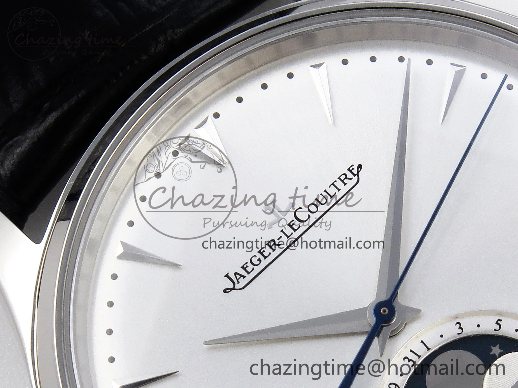Master Ultra Thin Moon 1368420 SS ZF 1:1 Best Edition White Dial on Black Leather Strap SA925 Super Clone V2