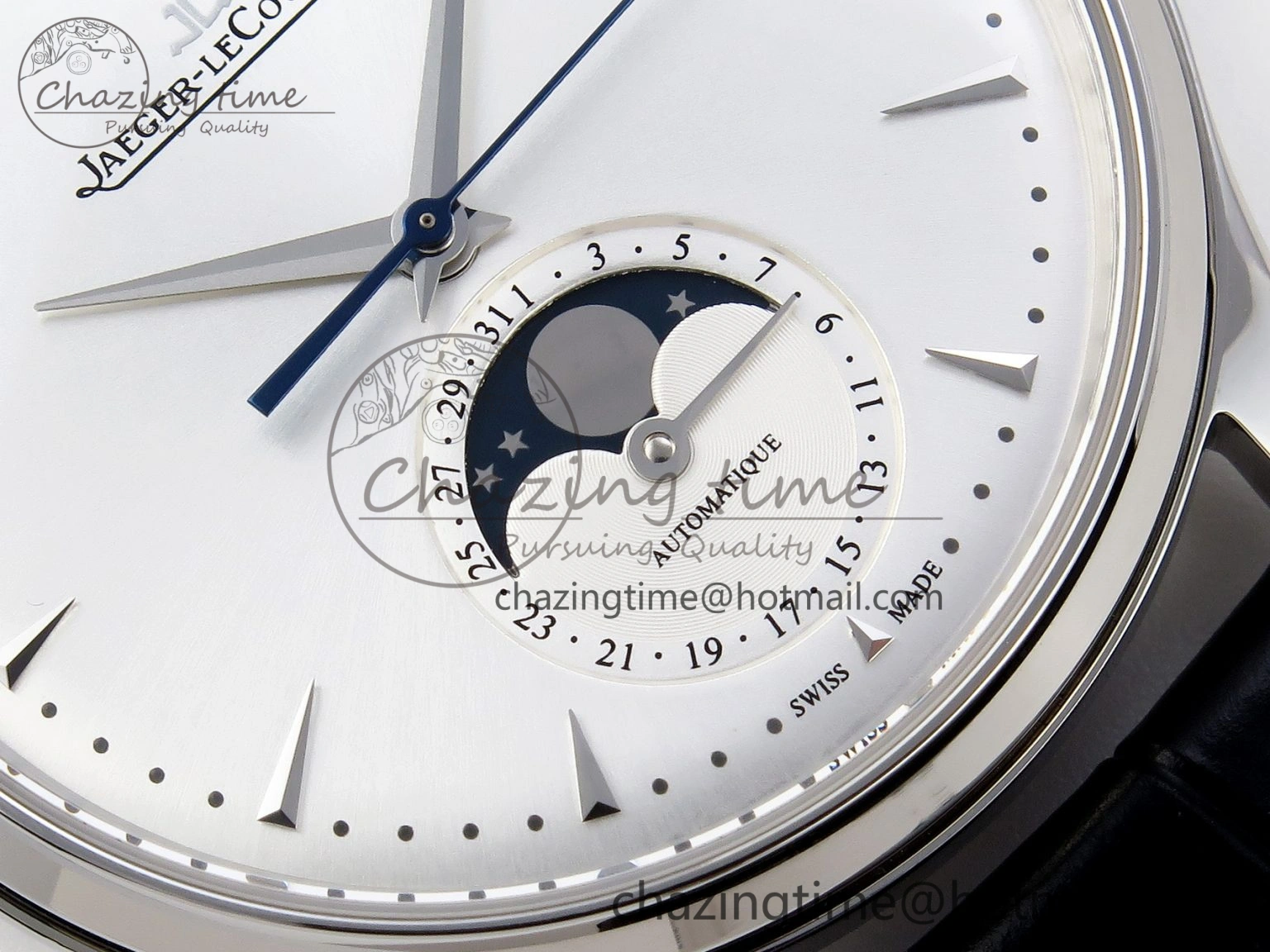 Master Ultra Thin Moon 1368420 SS ZF 1:1 Best Edition White Dial on Black Leather Strap SA925 Super Clone V2