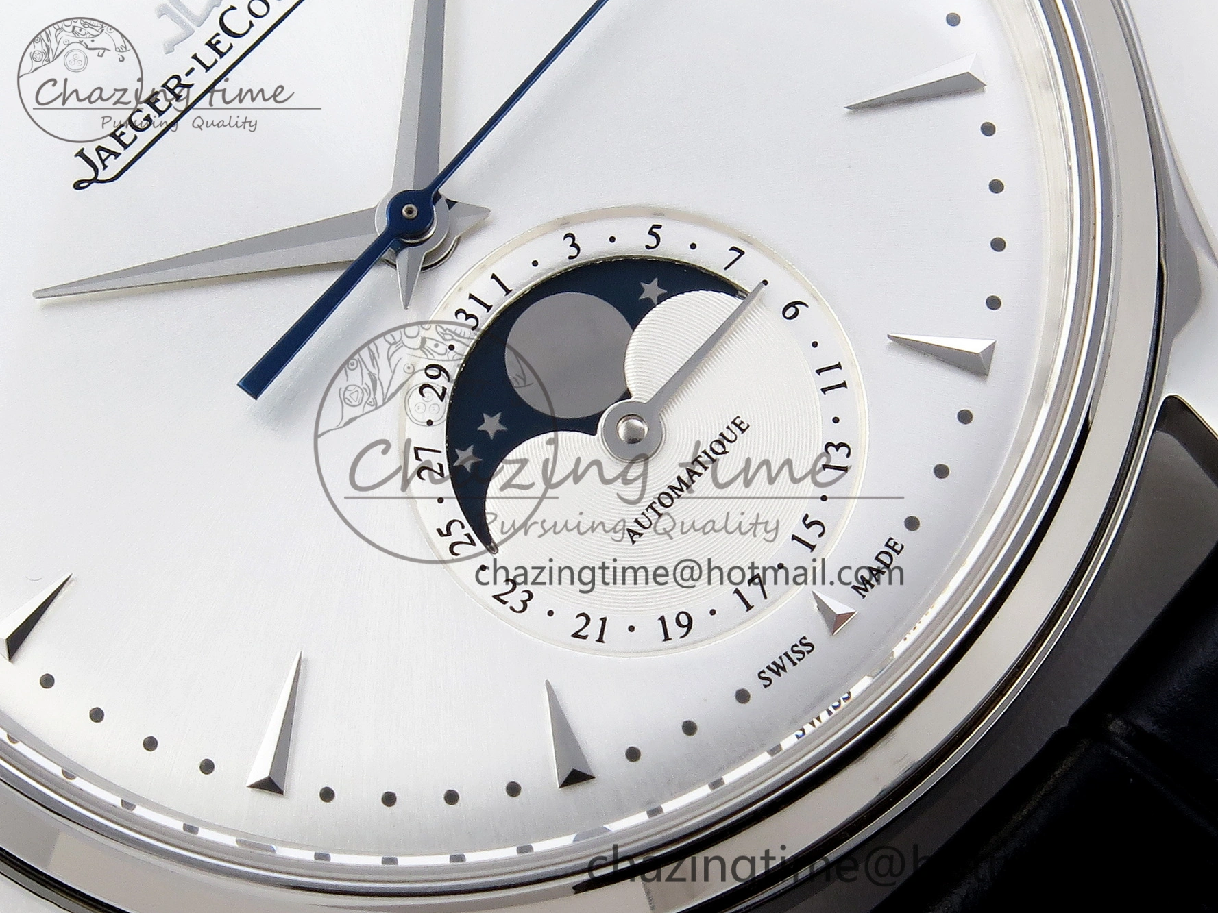 Master Ultra Thin Moon 1368420 SS ZF 1:1 Best Edition White Dial on Black Leather Strap SA925 Super Clone V2