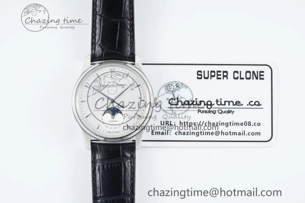 Master Ultra Thin Moon 1368420 SS ZF 1:1 Best Edition White Dial on Black Leather Strap V2 SA925 Super Clone
