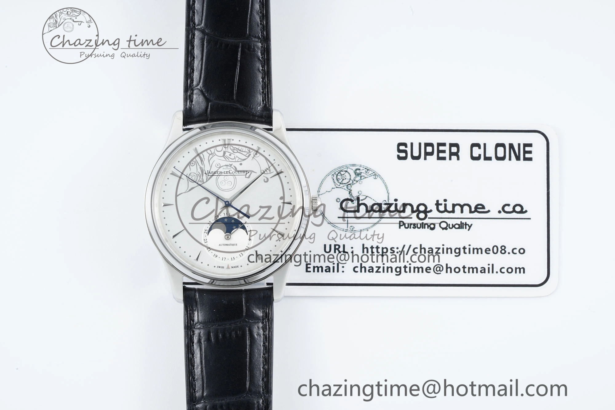 Master Ultra Thin Moon 1368420 SS ZF 1:1 Best Edition White Dial on Black Leather Strap V2 SA925 Super Clone