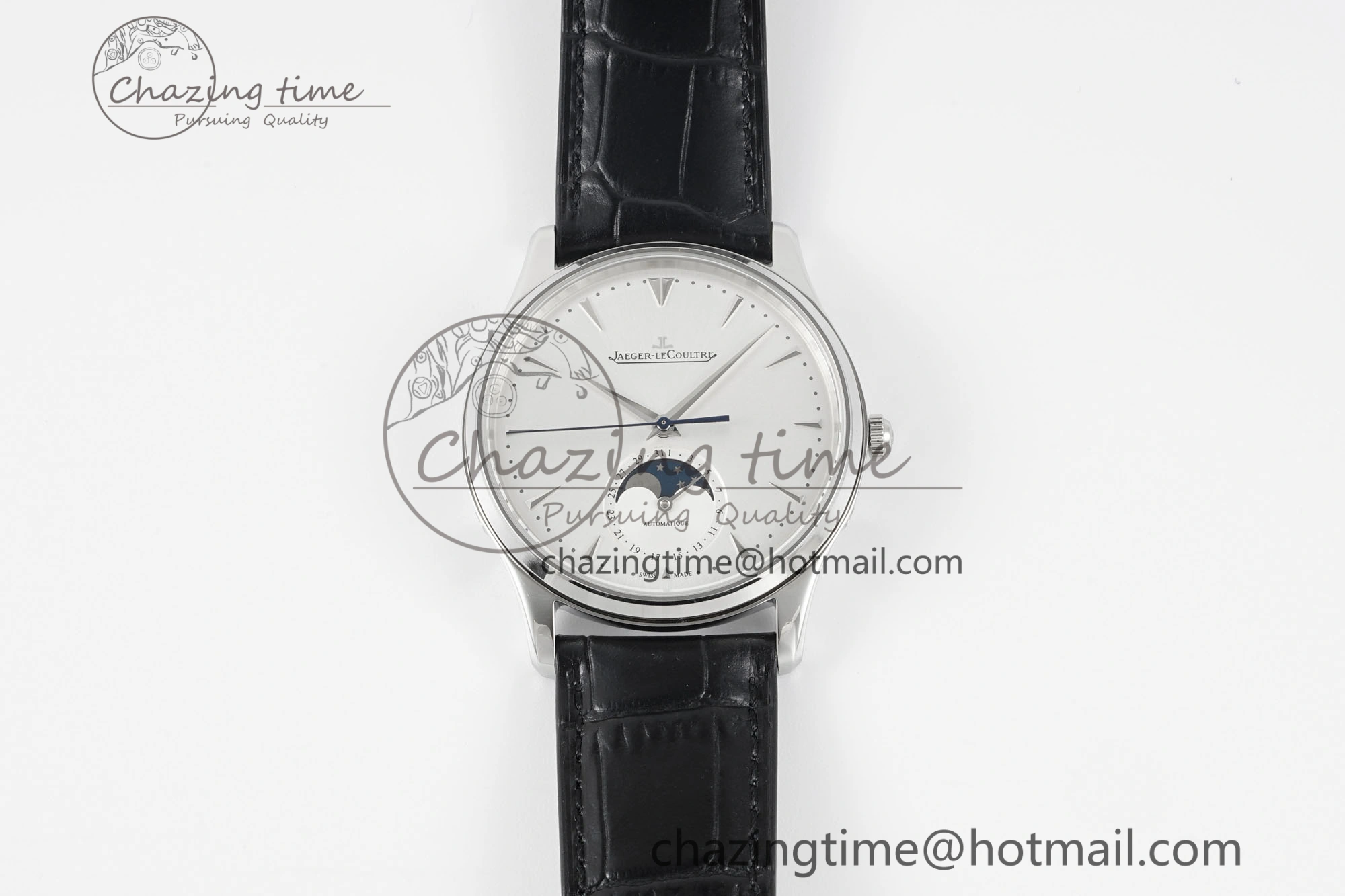 Master Ultra Thin Moon 1368420 SS ZF 1:1 Best Edition White Dial on Black Leather Strap V2 SA925 Super Clone