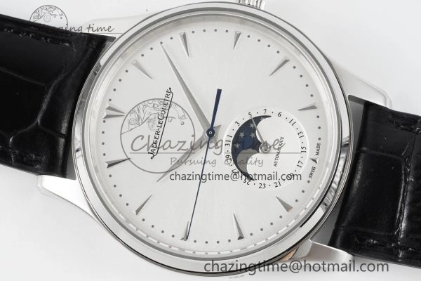 Master Ultra Thin Moon 1368420 SS ZF 1:1 Best Edition White Dial on Black Leather Strap V2 SA925 Super Clone