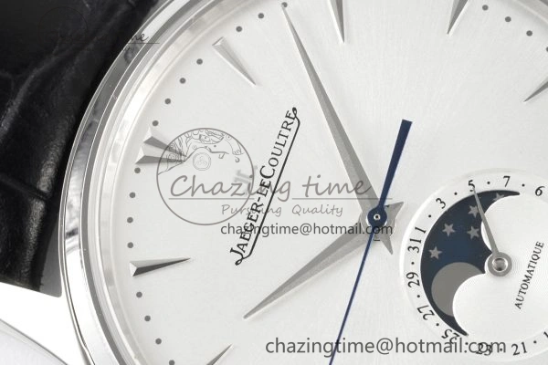 Master Ultra Thin Moon 1368420 SS ZF 1:1 Best Edition White Dial on Black Leather Strap V2 SA925 Super Clone