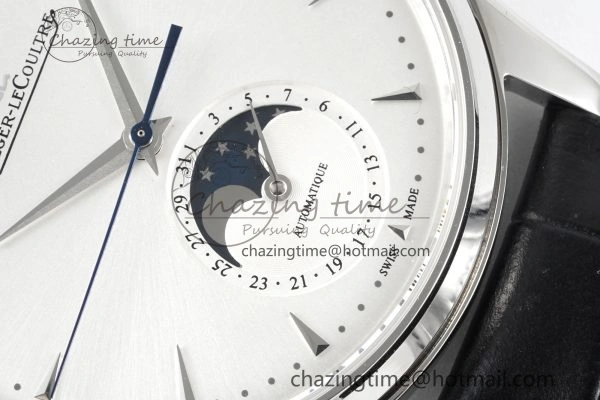 Master Ultra Thin Moon 1368420 SS ZF 1:1 Best Edition White Dial on Black Leather Strap V2 SA925 Super Clone