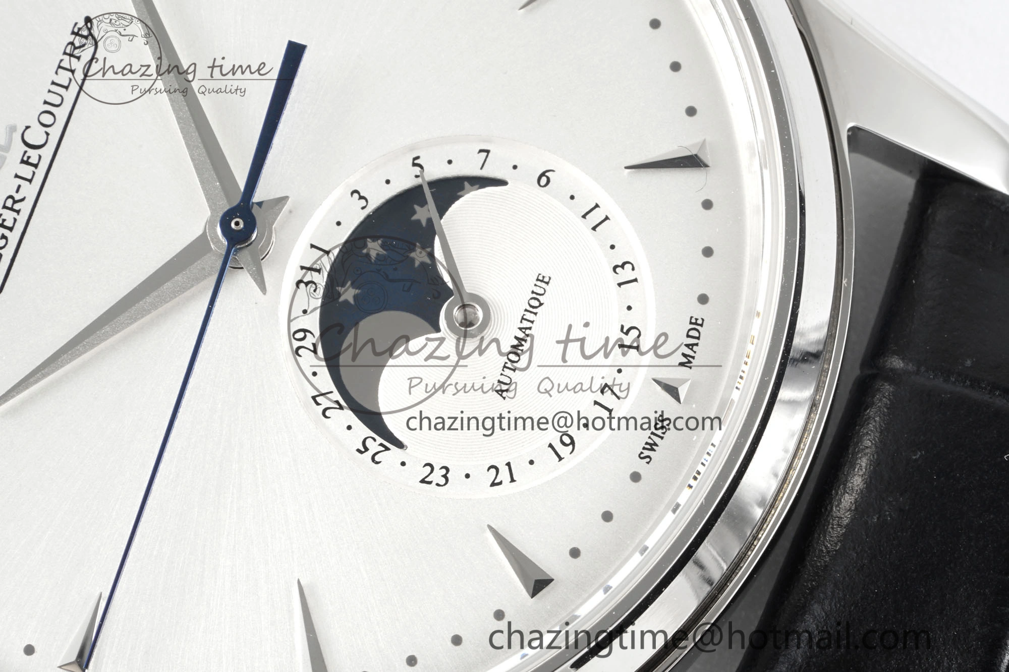 Master Ultra Thin Moon 1368420 SS ZF 1:1 Best Edition White Dial on Black Leather Strap V2 SA925 Super Clone