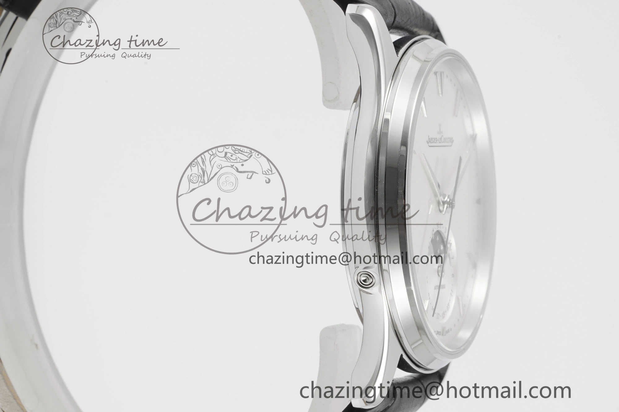 Master Ultra Thin Moon 1368420 SS ZF 1:1 Best Edition White Dial on Black Leather Strap V2 SA925 Super Clone