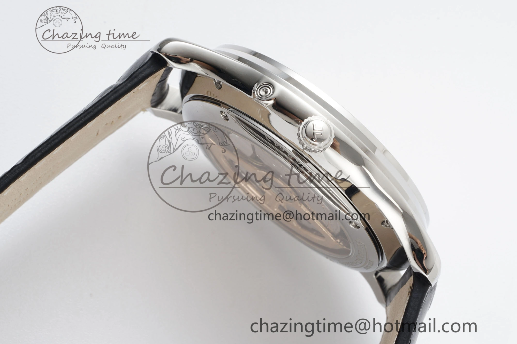 Master Ultra Thin Moon 1368420 SS ZF 1:1 Best Edition White Dial on Black Leather Strap V2 SA925 Super Clone